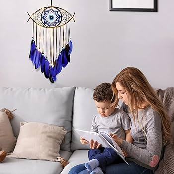 Dream catcherグッズ Dropshipping Wall Hanging Blue White Feathers Handmade Evil
